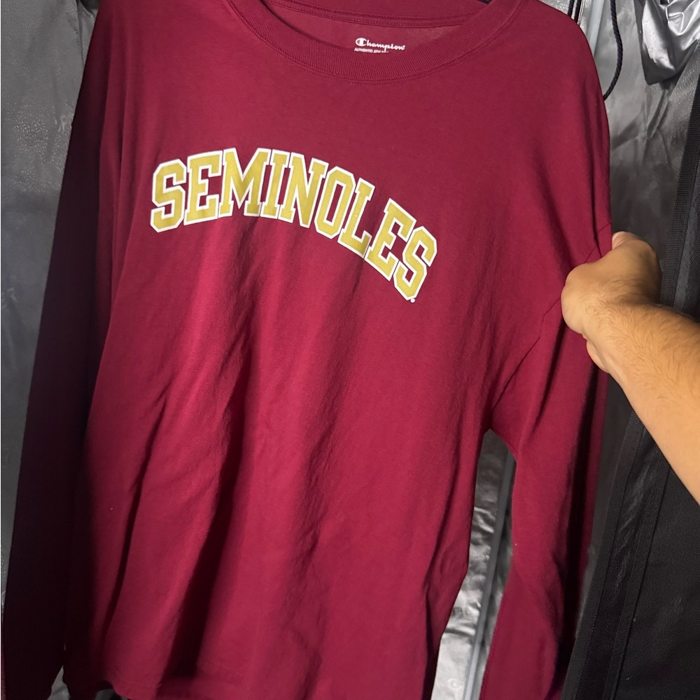 Champion Red and Gold Long Sleeve Relaxed Sweatshirt